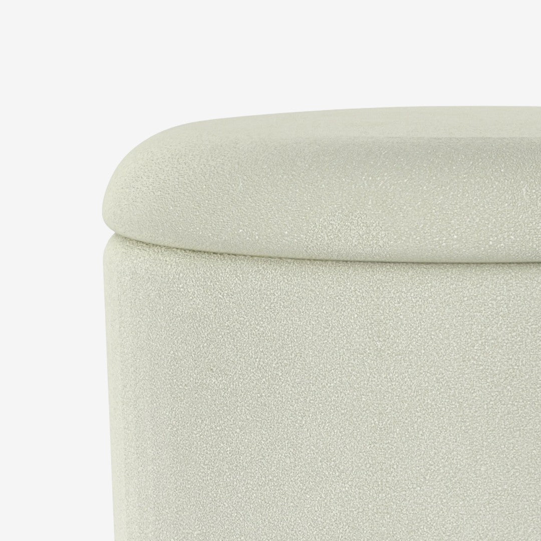 Elan Fabric Upholstered Accent Ottoman With Storage Compartment - White