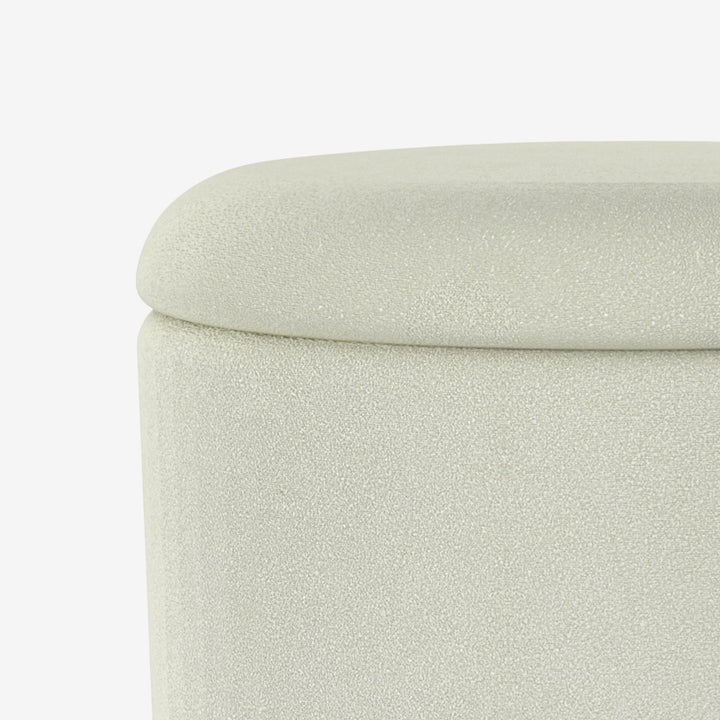 Elan Fabric Upholstered Accent Ottoman With Storage Compartment - White