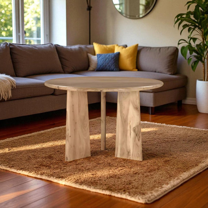 Tiro Solid Acacia Wood Dining Table with Curved Legs - Natural