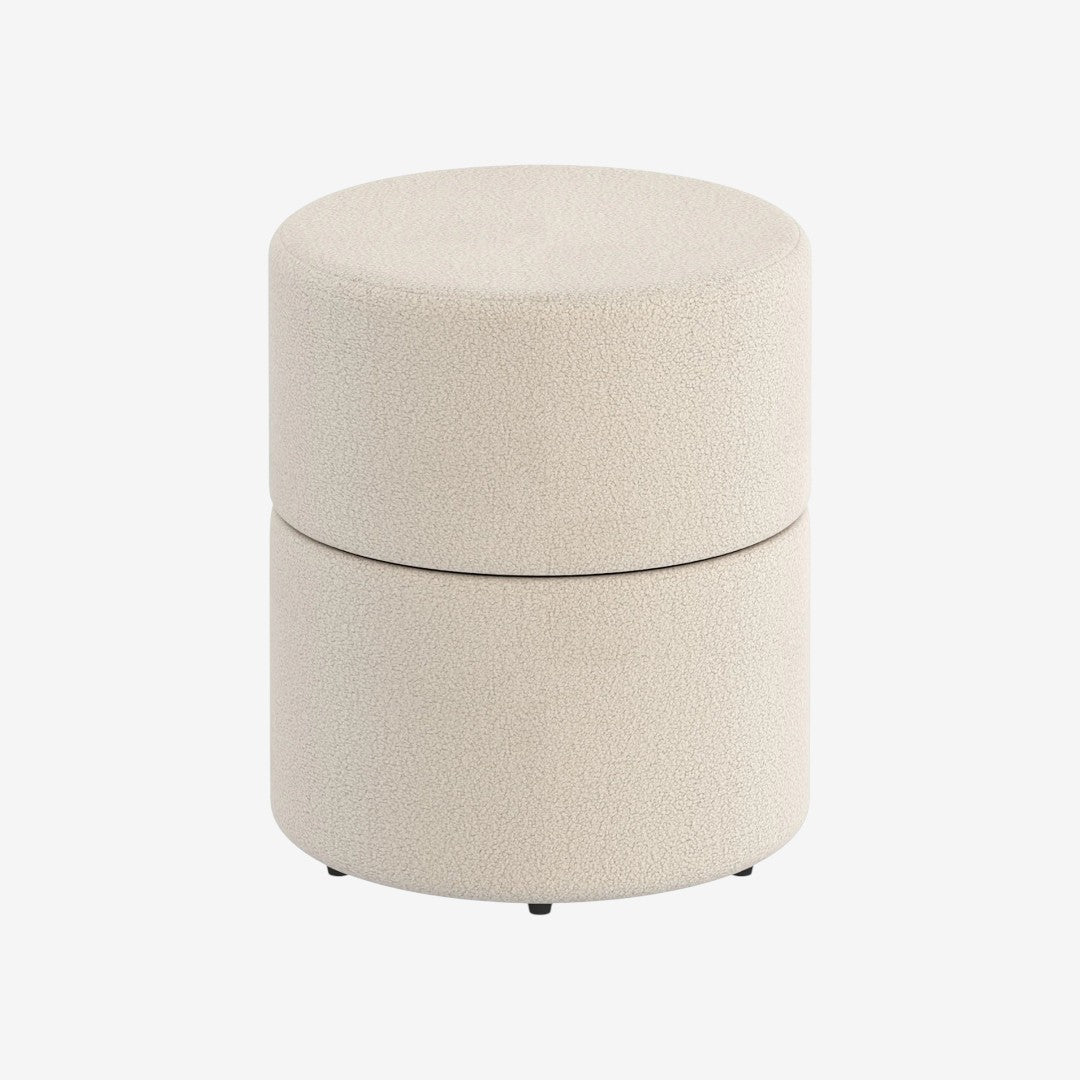 Liro Accent Swivel Ottoman in Fabric Upholstery - Cream