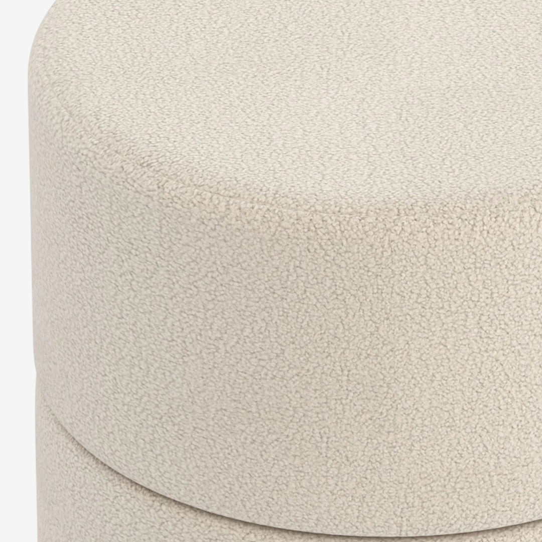 Liro Accent Swivel Ottoman in Fabric Upholstery - Cream