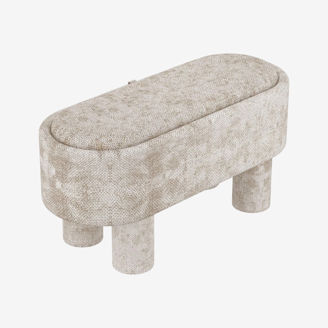 Jimmy Fabric Upholstered Storage Ottoman Bench - Beige