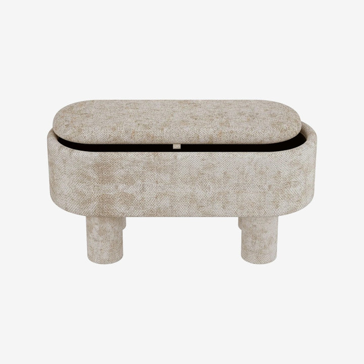 Jimmy Fabric Upholstered Storage Ottoman Bench - Beige