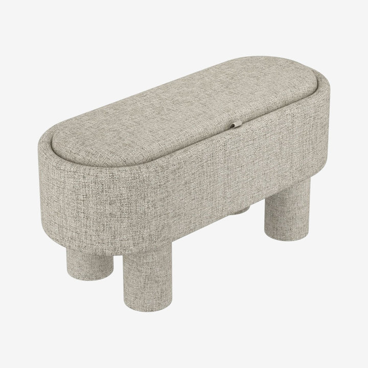 Jimmy Fabric Upholstered Storage Ottoman Bench - Warm Grey