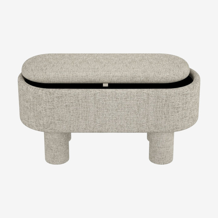 Jimmy Fabric Upholstered Storage Ottoman Bench - Warm Grey