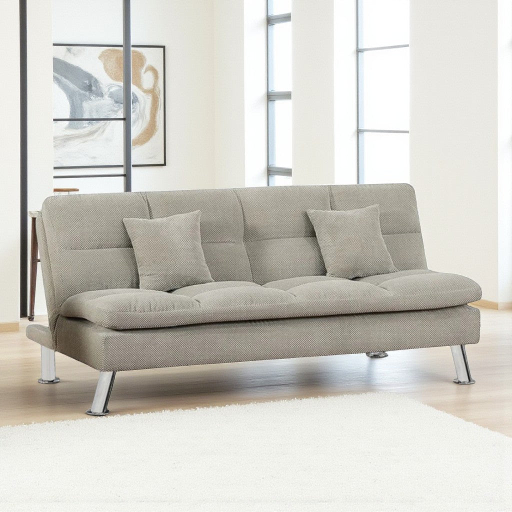 Aaron Fabric Upholstered Sofa Bed With Fold-Down Transition Mechanism - Grey
