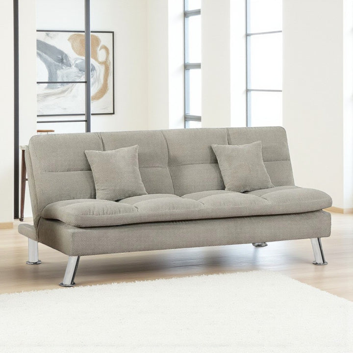 Aaron Fabric Upholstered Sofa Bed With Fold-Down Transition Mechanism - Grey
