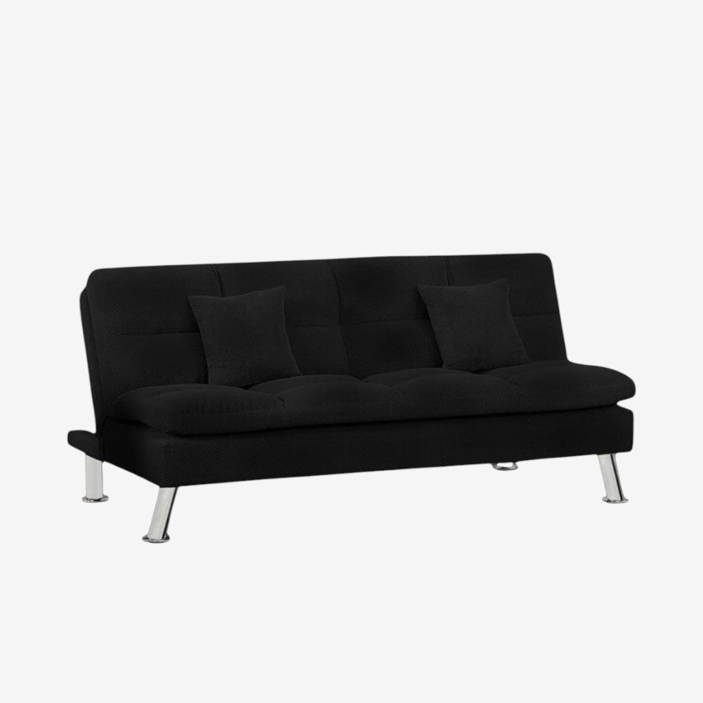 Aaron Fabric Upholstered Sofa Bed With Fold-Down Transition Mechanism - Black