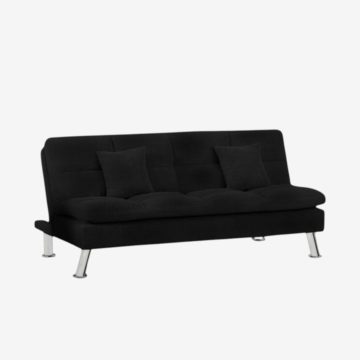 Aaron Fabric Upholstered Sofa Bed With Fold-Down Transition Mechanism - Black
