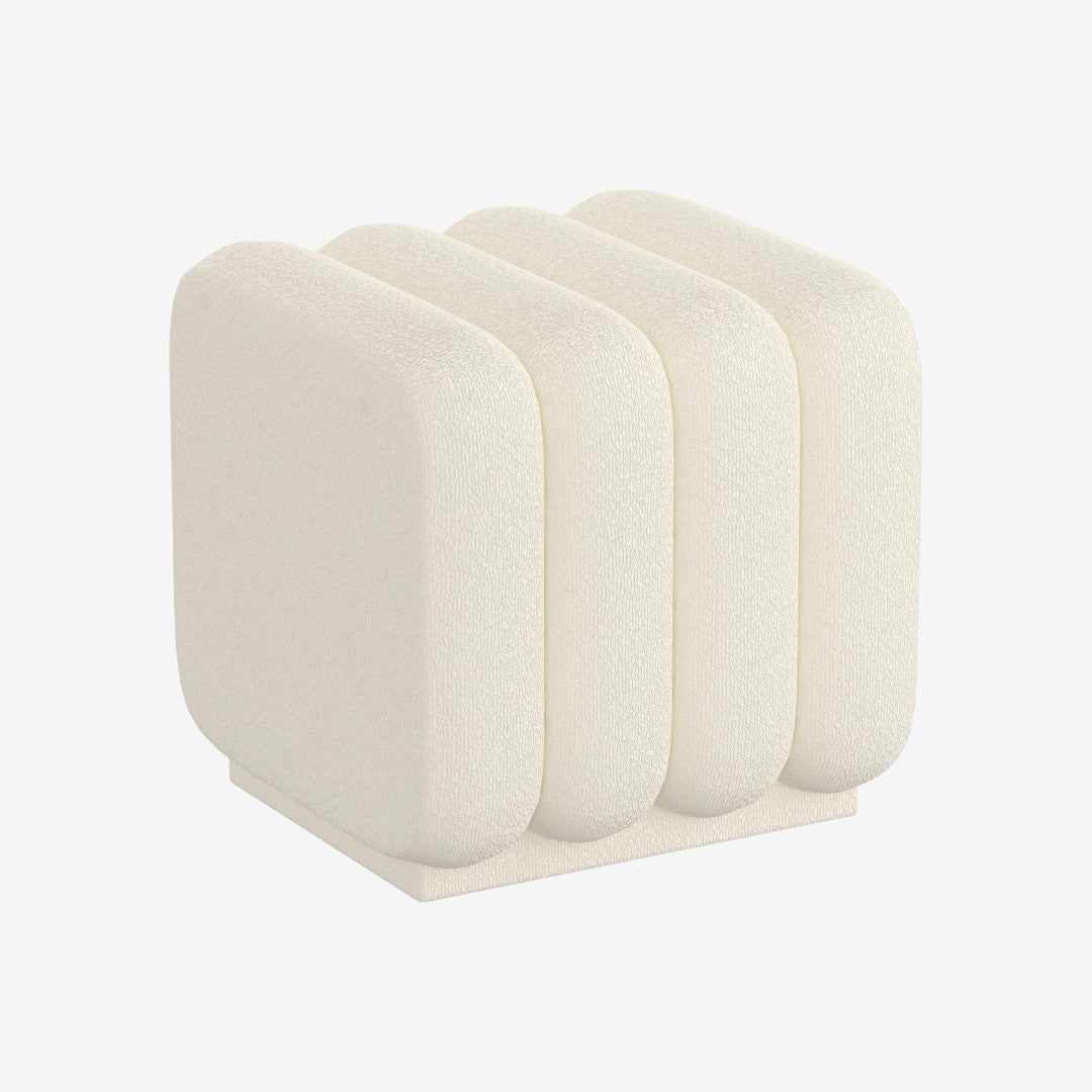 Vexo Fabric Upholstered Square Accent Ottoman - Ivory