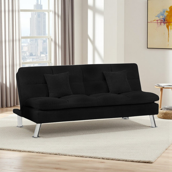 Aaron Fabric Upholstered Sofa Bed With Fold-Down Transition Mechanism - Black