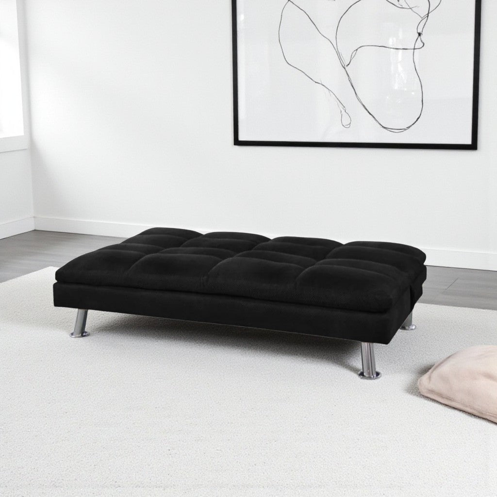 Aaron Fabric Upholstered Sofa Bed With Fold-Down Transition Mechanism - Black