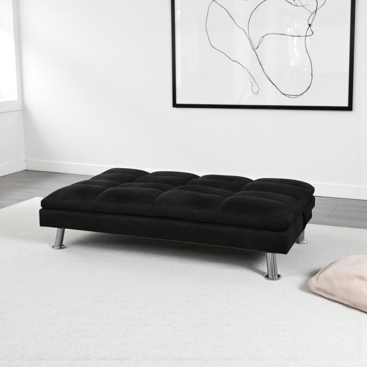 Aaron Fabric Upholstered Sofa Bed With Fold-Down Transition Mechanism - Black
