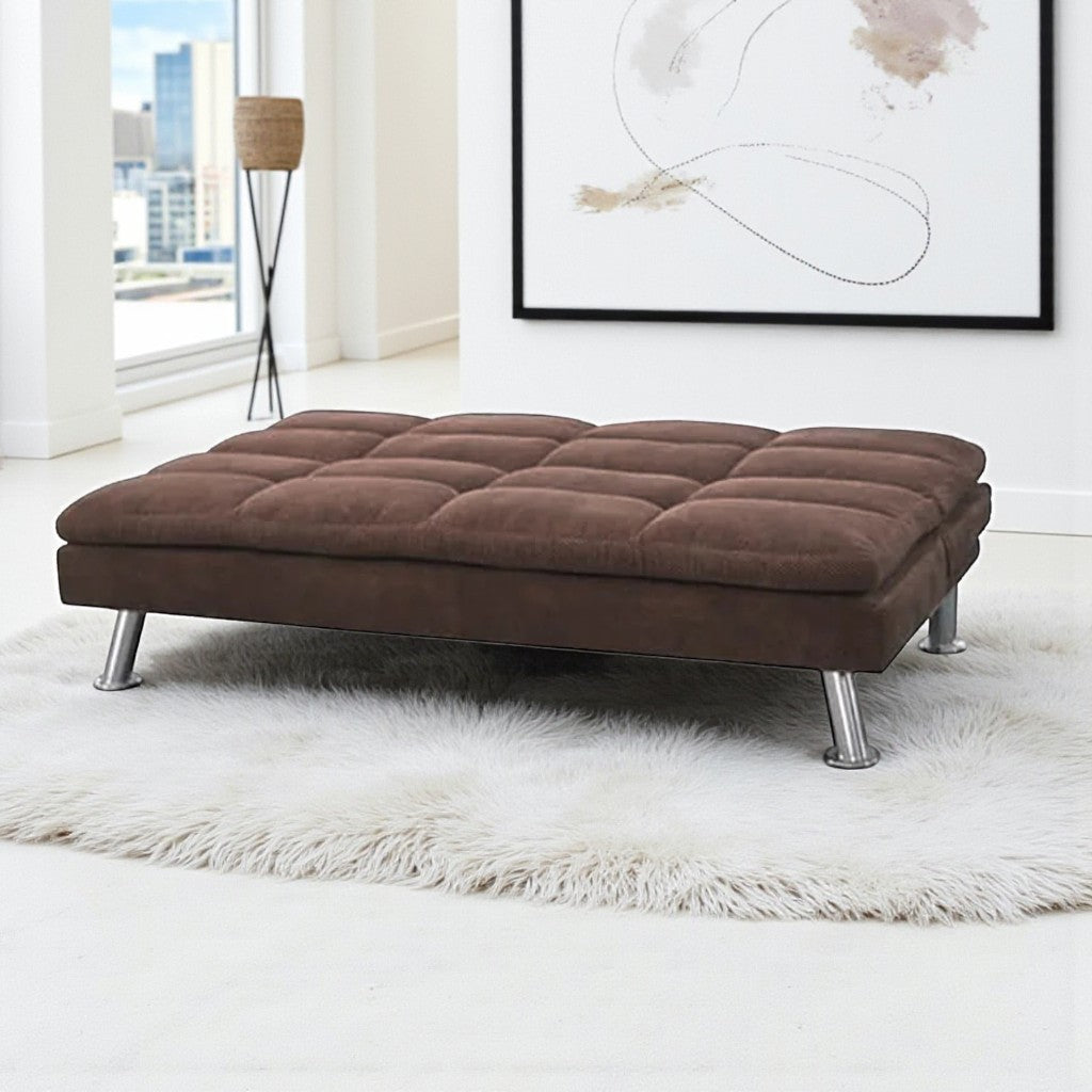 Aaron Fabric Upholstered Sofa Bed With Fold-Down Transition Mechanism - Brown