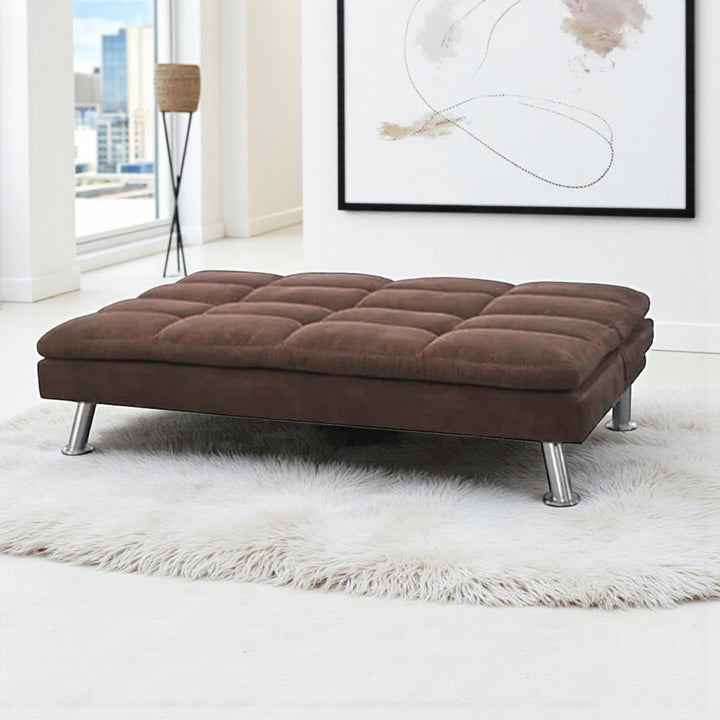 Aaron Fabric Upholstered Sofa Bed With Fold-Down Transition Mechanism - Brown