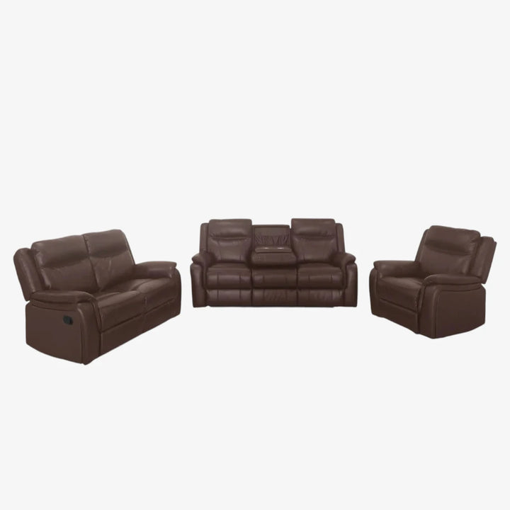 Hilton 3-Piece Manual Recliner Set In Air Leather Upholstery - Brown