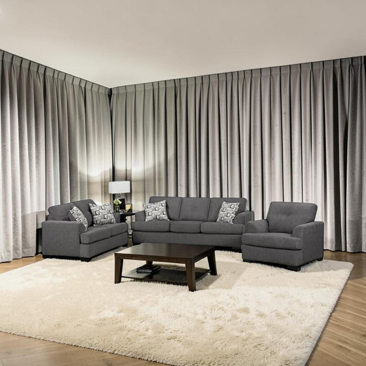 Oslo 3-Piece Sofa Set In Fabric Upholstery - Grey