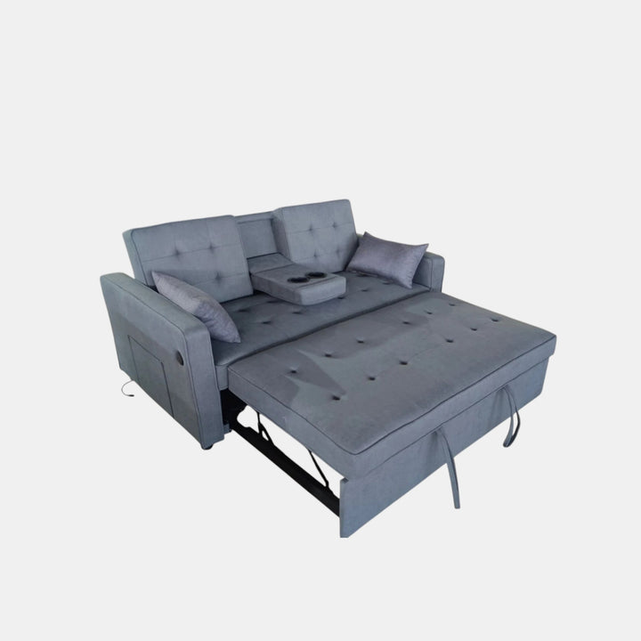 Sophia Fabric Upholstered Sofa Bed With USB Charging Ports - Dark Grey