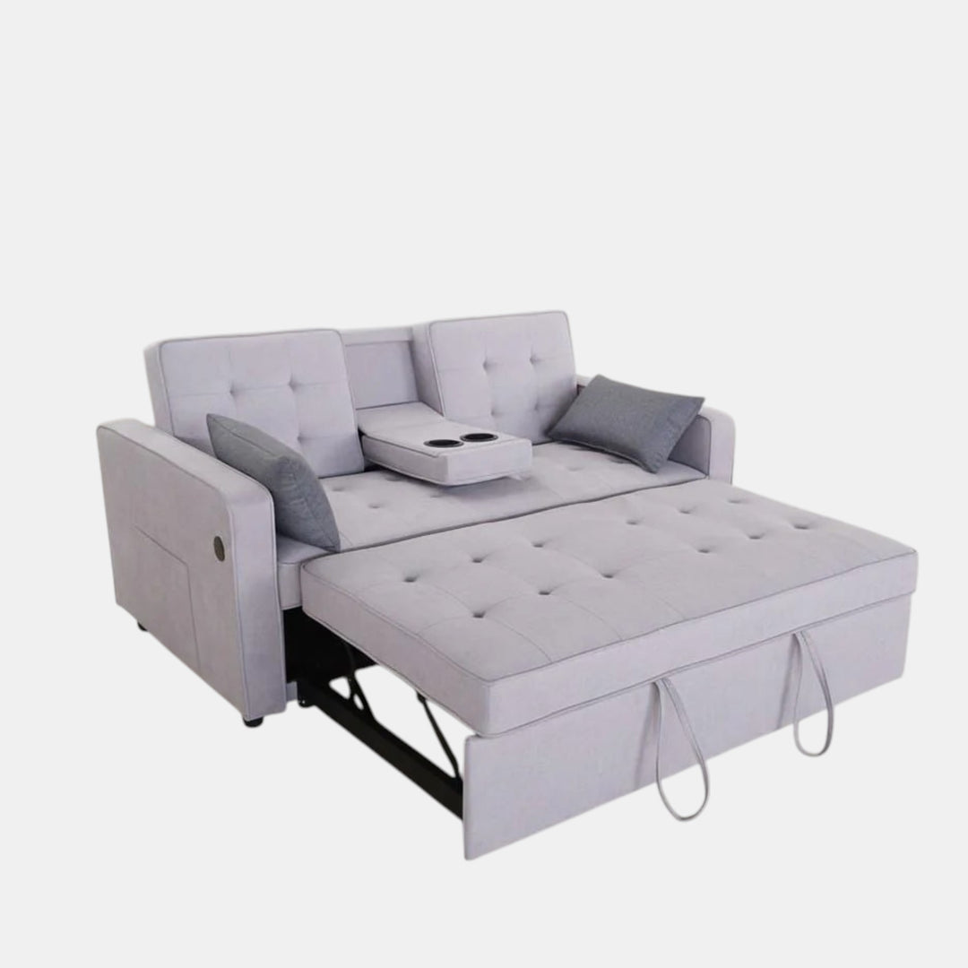 Sophia Fabric Upholstered Sofa Bed With USB Charging Ports - Grey
