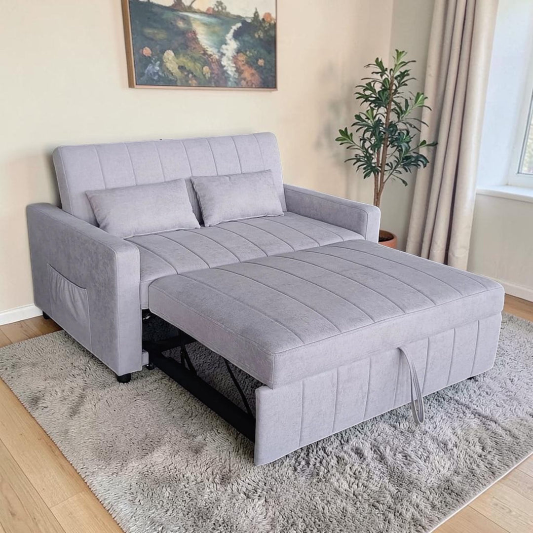 Melissa Sofa Bed In Fabric Upholstery - Light Grey