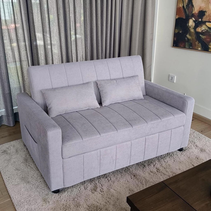 Melissa Sofa Bed In Fabric Upholstery - Light Grey