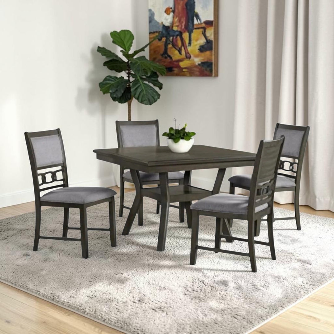 Velencia Wooden Dining Table Set For 4 With Leather Upholstered Chairs - Elegent Grey