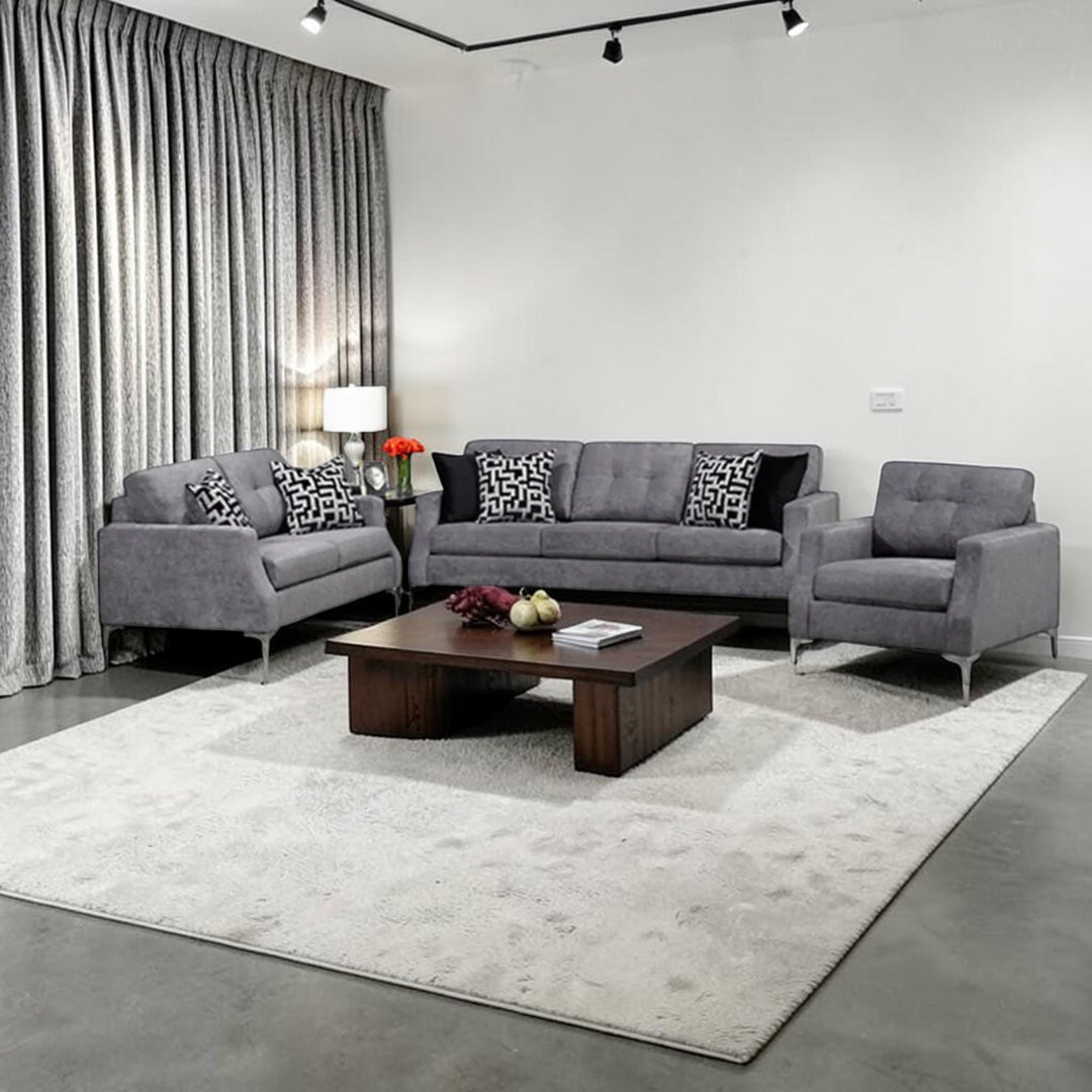 Luxor 3-Piece Sofa Set In Fabric Upholstery - Graphite