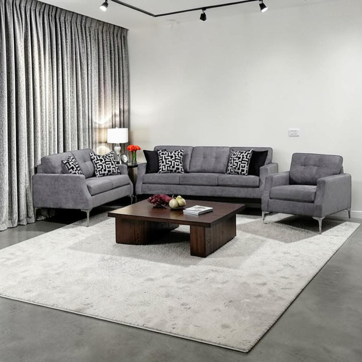 Luxor 3-Piece Sofa Set In Fabric Upholstery - Graphite