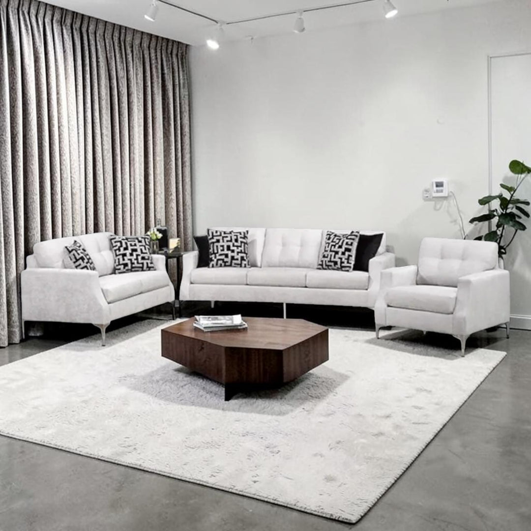 Luxor 3-Piece Sofa Set In Fabric Upholstery - Silver