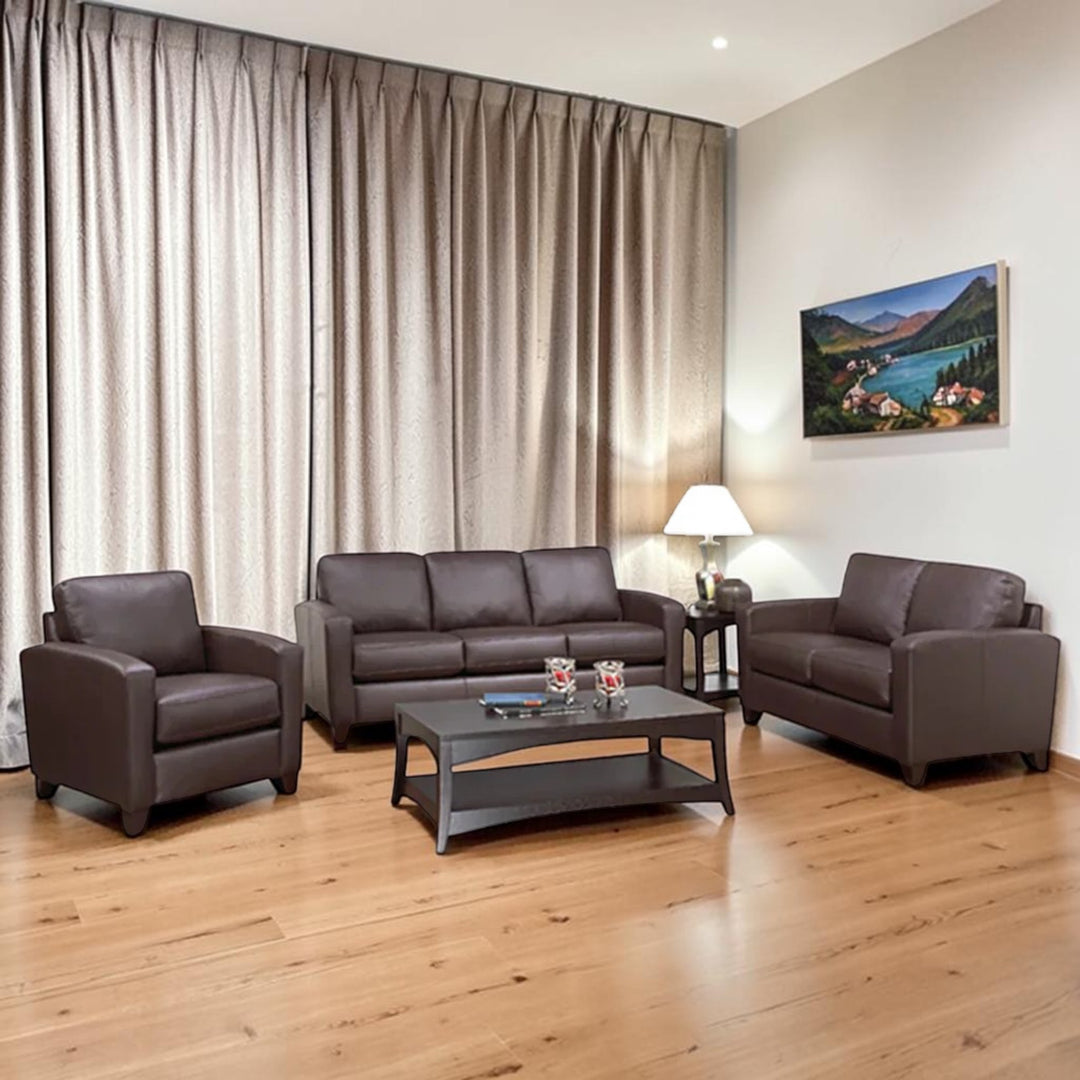 Liora 3-Piece Sofa Set In Leather Upholstery - Chocolate
