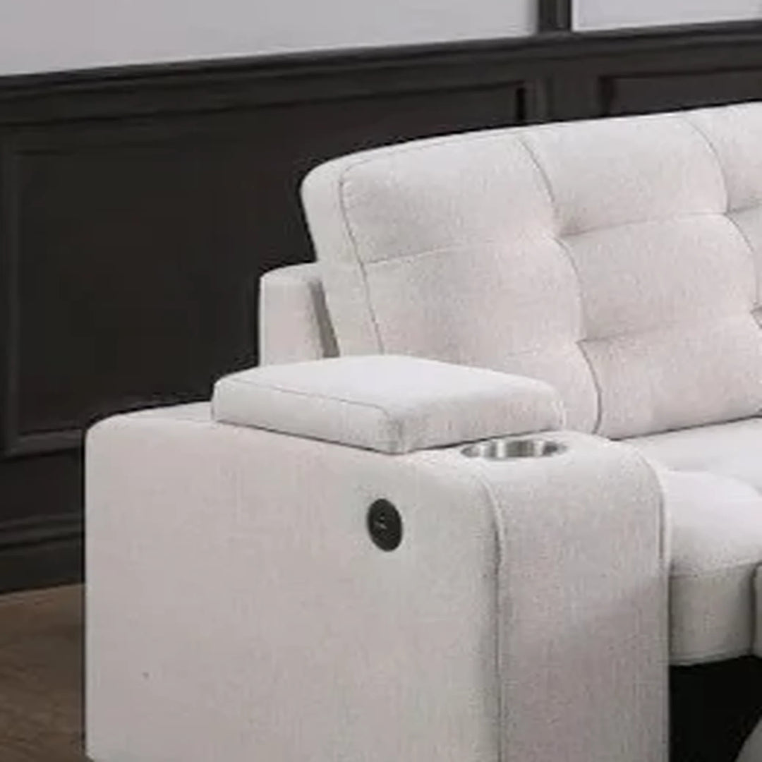 Verro Fabric Upholstered Sectional Sofa Bed - Beige | Available In RHF &amp; LHF Configuration