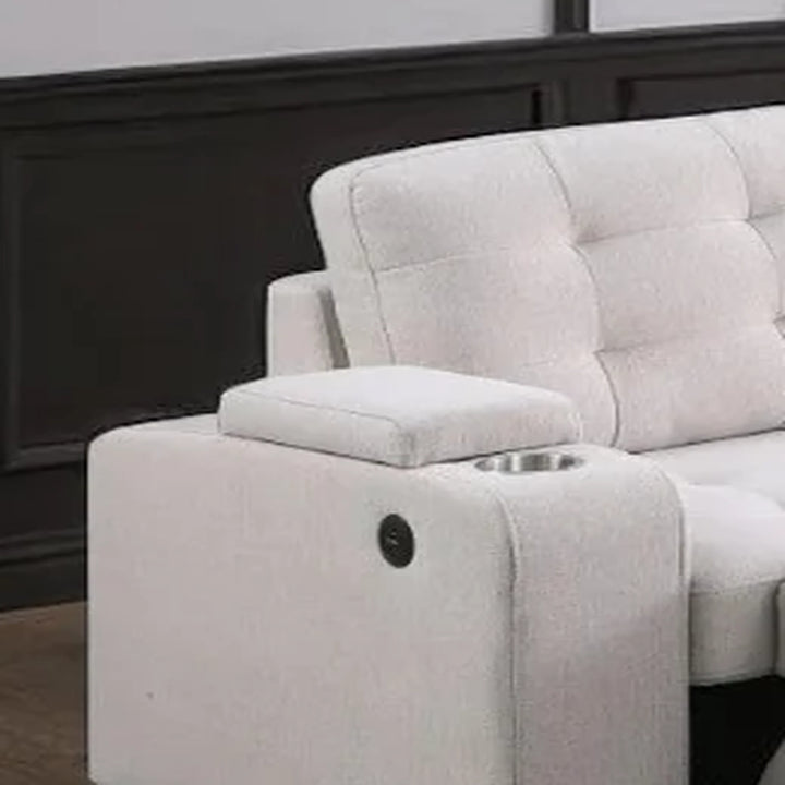 Verro Fabric Upholstered Sectional Sofa Bed - Beige | Available In RHF &amp; LHF Configuration